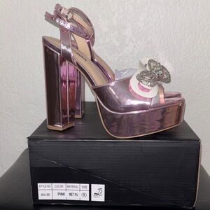 Fashion Nova Shiny Pink Platform Heels